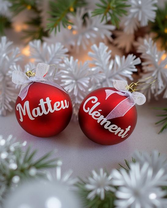 Boules de Noël personnalisées avec prénom : Matteu et Clément 