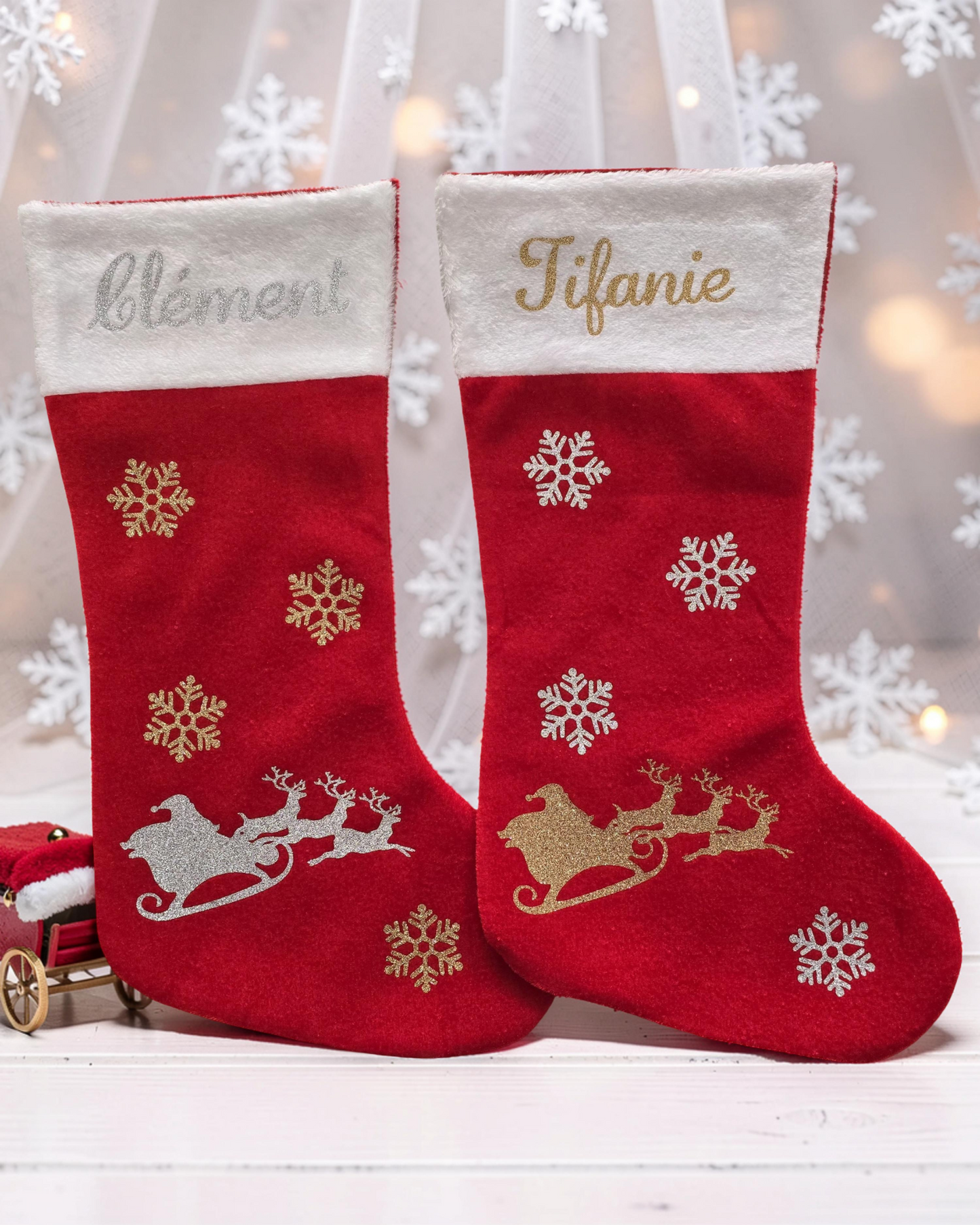 Chaussettes de Noël personnalisées pour le couple Clément et Tifanie