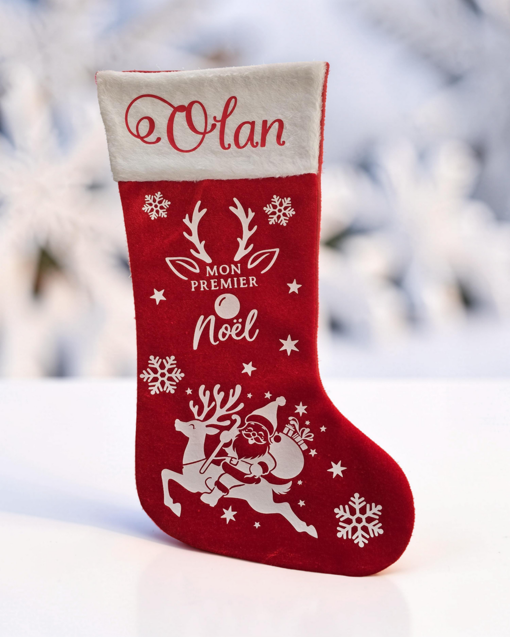 Une chaussette personnalisée pour le premier Noël de Olan