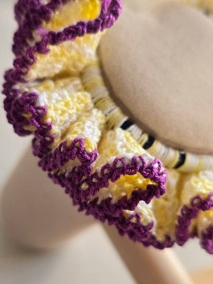 Texture du fil coton jaune pastel et violet