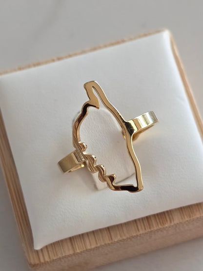 Bague Ile de Beauté doré en acier inoxydable