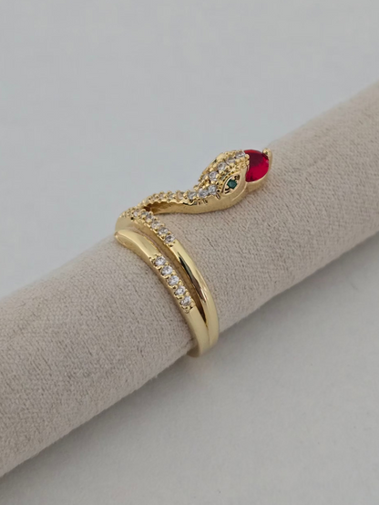 Bague Zéna avec pierre rouge et strass scintillants