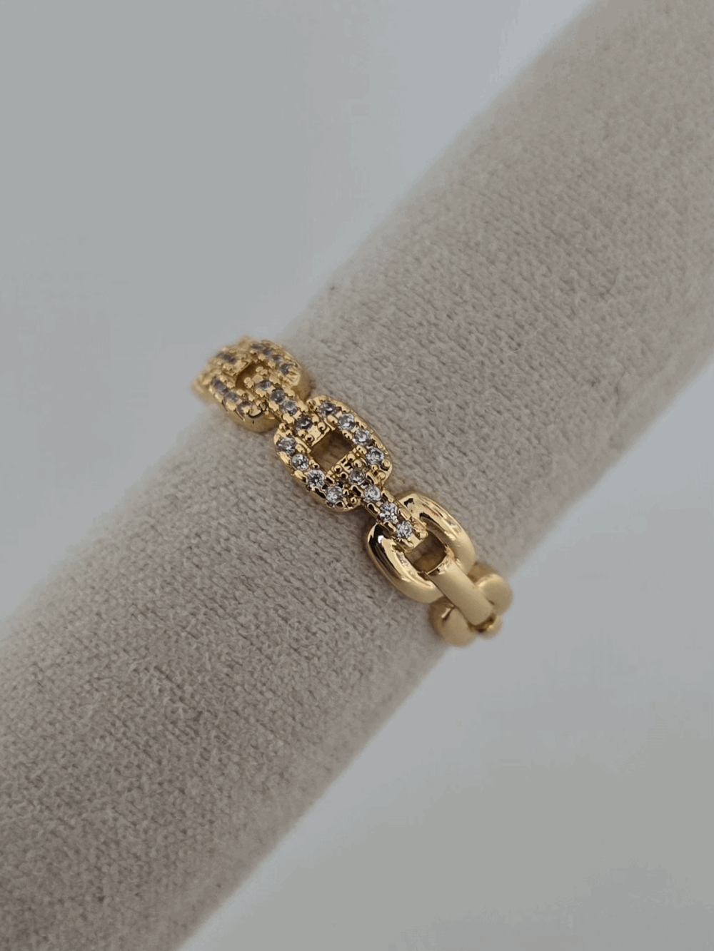 Bague femme en acier inoxydable doré avec strass