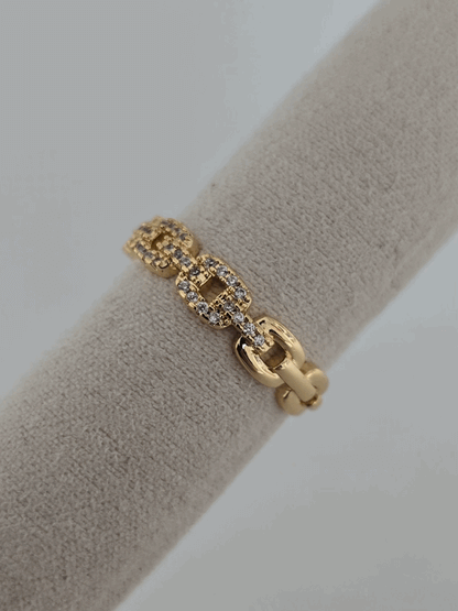 Bague femme en acier inoxydable doré avec strass