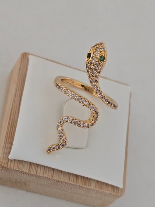 Bague Hypnose serpent dorée en acier inoxydable 