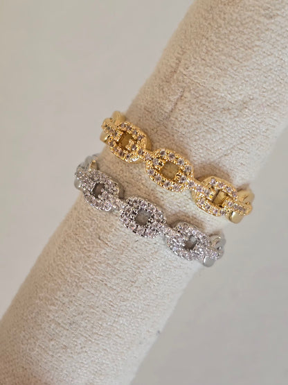 Bagues MILA en acier inoxydable doré et argenté avec strass élégants 