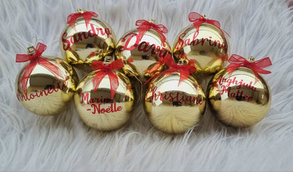 Boule de Noël personnalisées doré et rouge