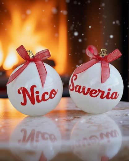 Boules de Noël avec prénoms : Nico et Saveria 
