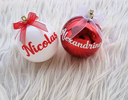 Boules de Noël personnalisées - couple - Nicolas & Alexandrine
