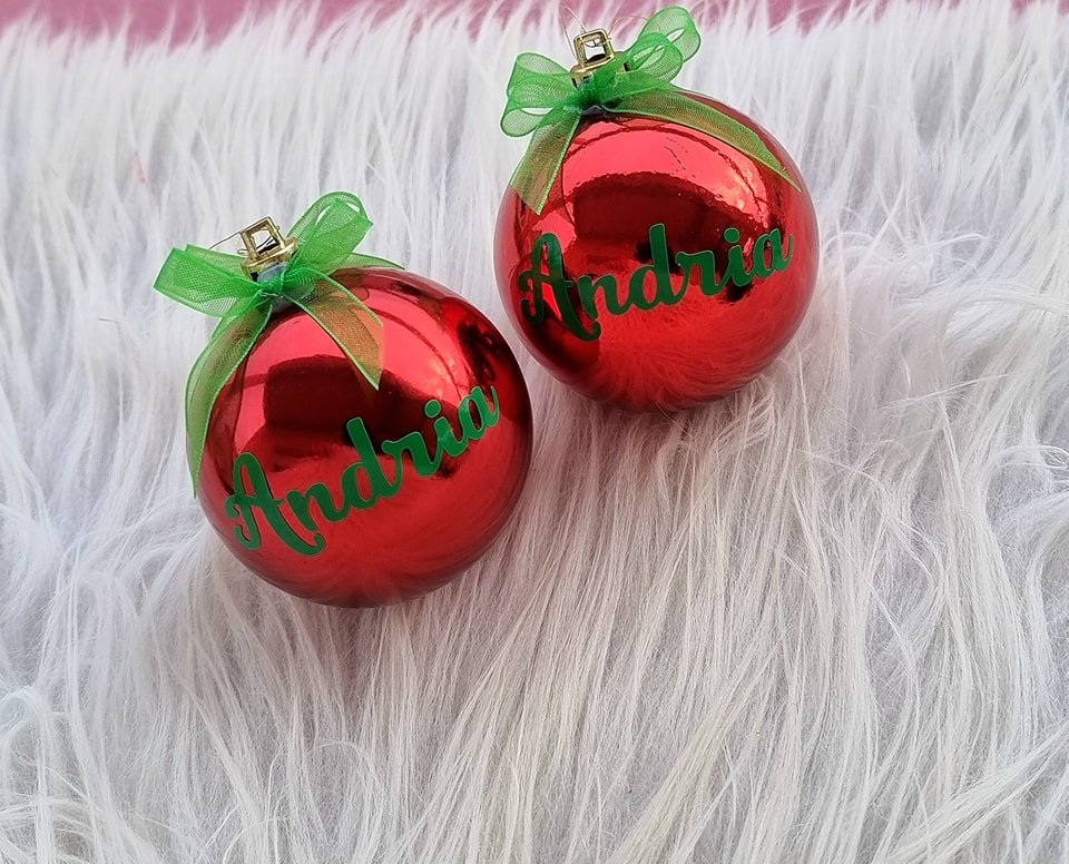 Boules de Noël rouge personnalisées vert - Andria