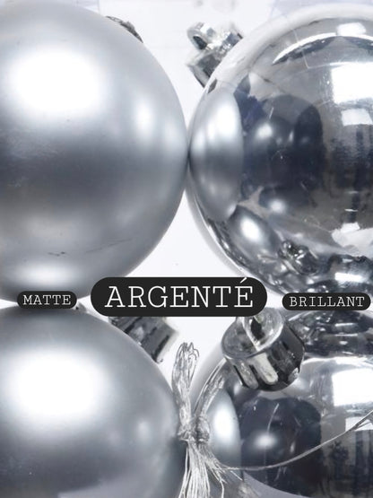 Boules de Noël personnalisées - couleur argenté : matte ou brillante
