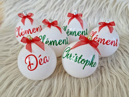 Boules de Noël personnalisées fait main pour Clément, Déa, Christophe