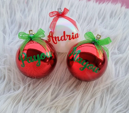Boules de Noël personnalisées - Andria, Payou, Mayou