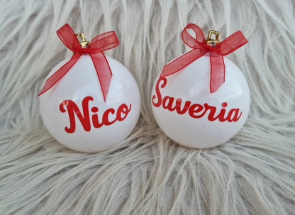 Boule de Noël avec prénoms unique Nico et Saveria