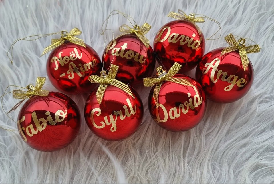 Boules de Noël personnalisées rouge et doré
