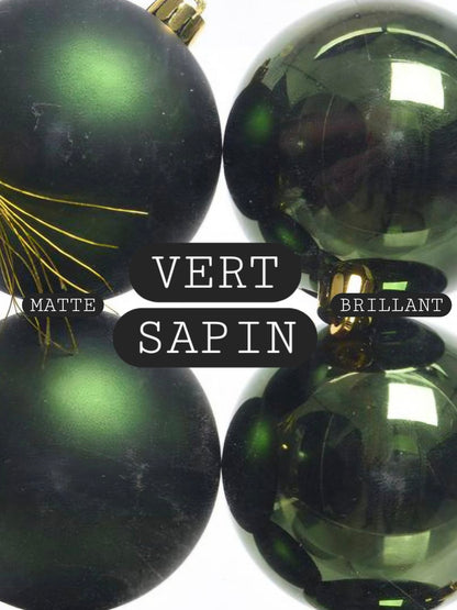 Boules de Noël personnalisées de couleur vert sapin matte ou brillante 