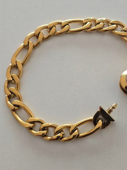 Bracelet large pour homme en acier inoxydable doré