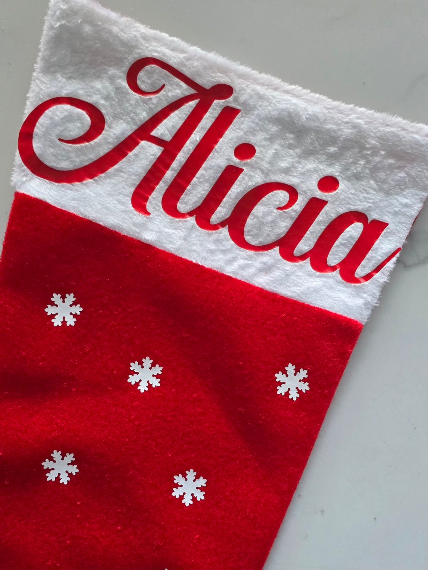 chaussette de noël avec prénom Alicia 