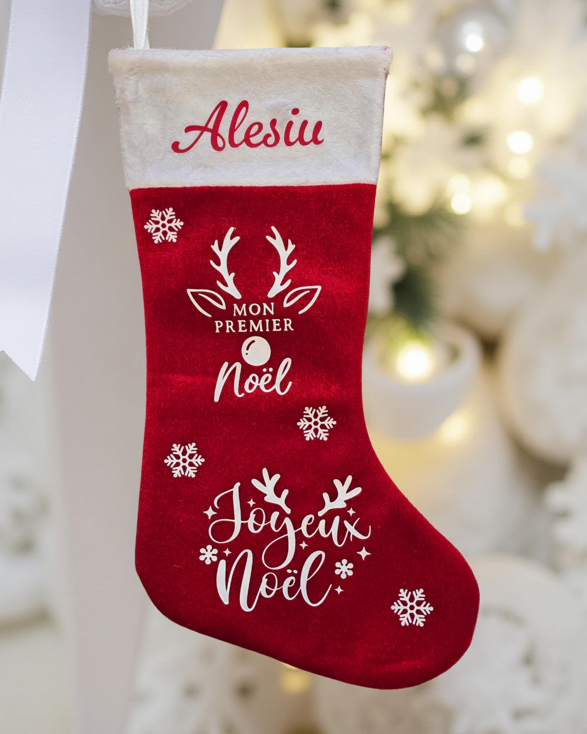 Chaussette personnalisée pour le premier Noël de Alesiu 