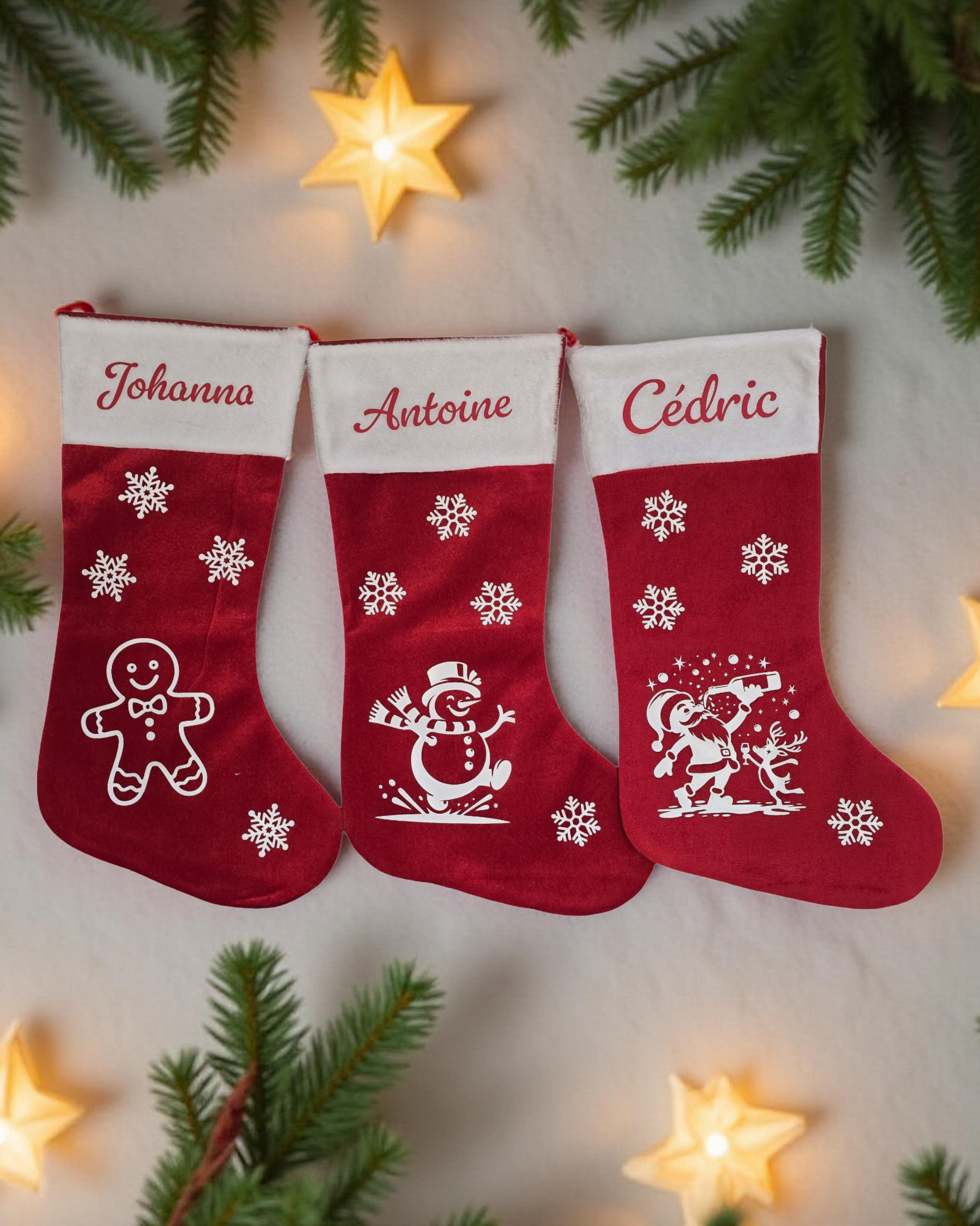 Chaussettes de Noël personnalisées pour Johanna, Antoine et Cédric ! 