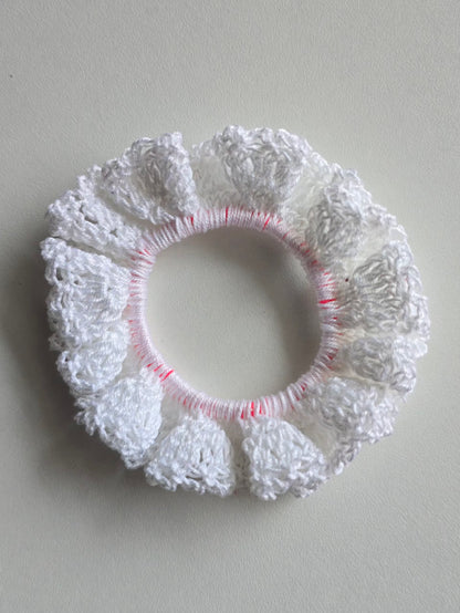 chouchou blanc en crochet fait main en coton