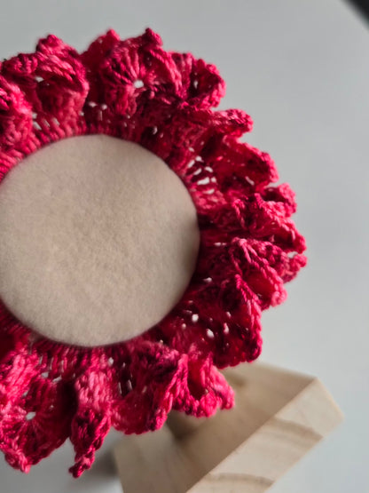 chouchou rose avec effet volume grâce au crochet