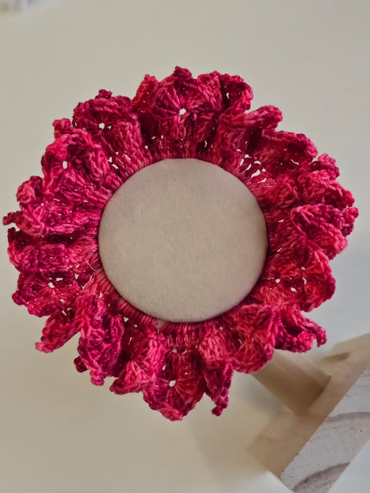 chouchou rose fait main, bijou textile 