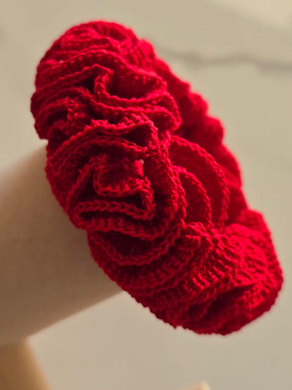 Chouchou rouge artisanal en fil de coton