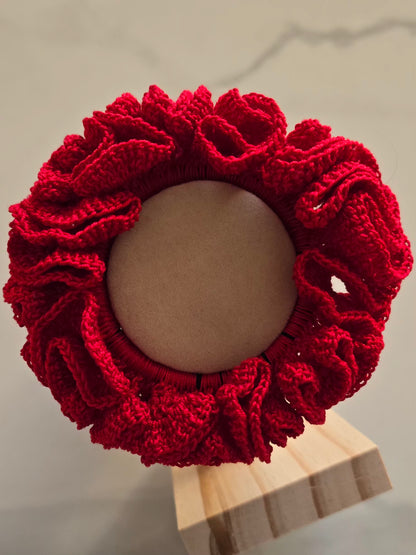Gros chouchou rouge fait main au crochet