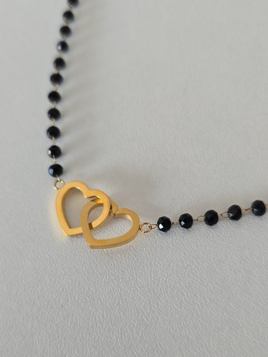 acier inoxydable collier coeur entrelacés