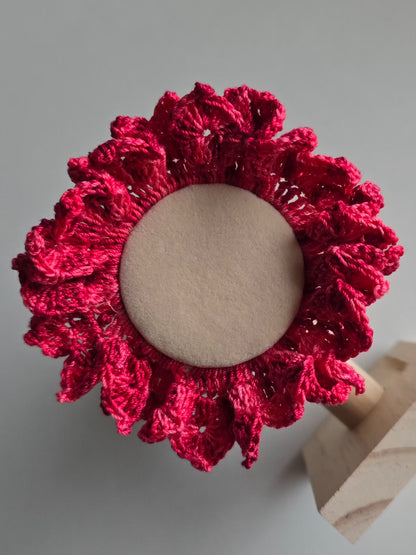 mailles crochetées du chouchou rose