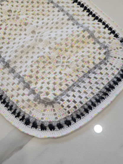 napperon décoratif en crochet fait main, forme rectangulaire