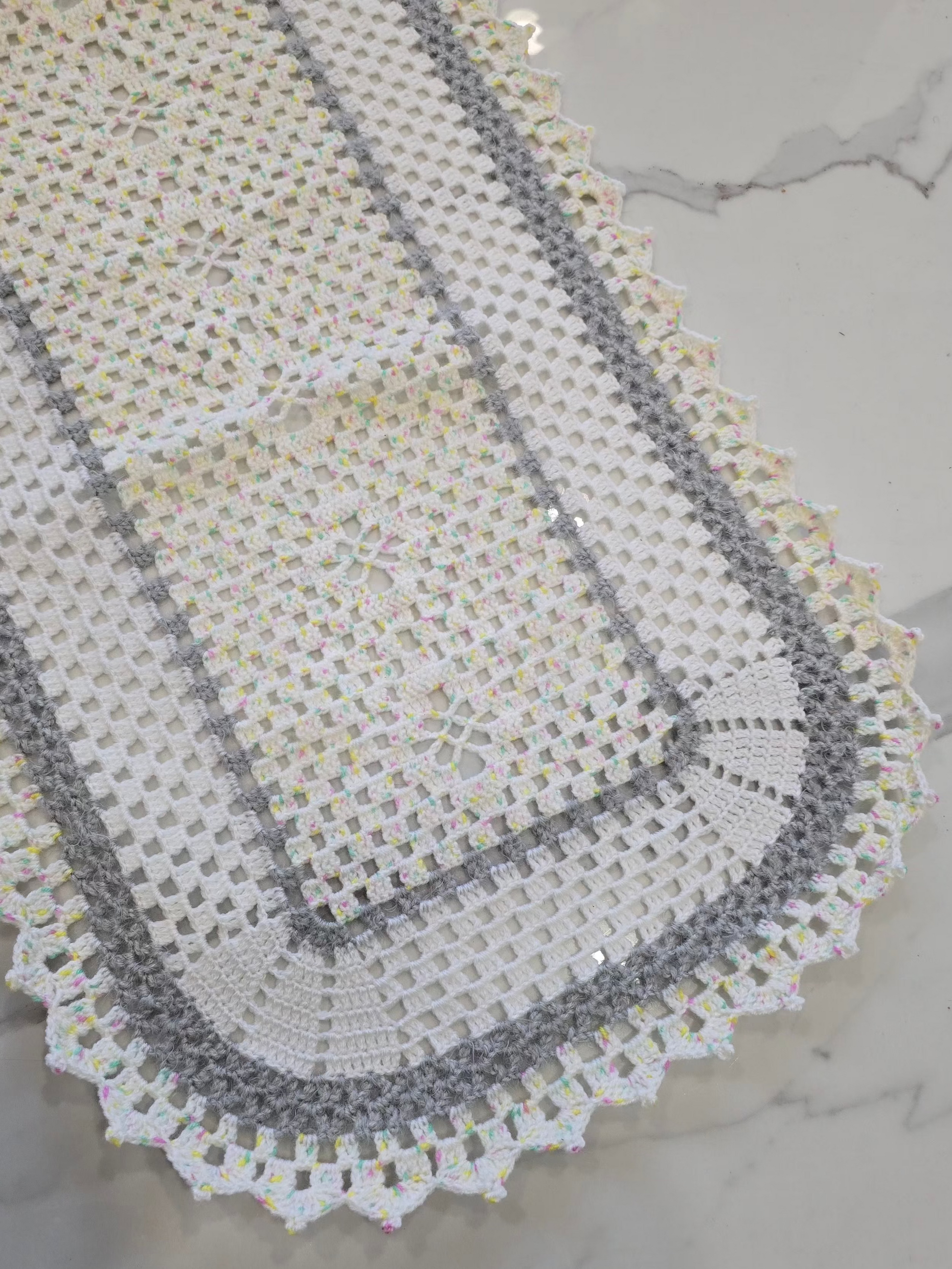 napperon décoratif en crochet fait main, forme allongée