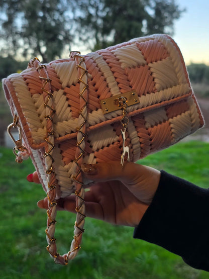 Sac rose et blanc création artisanale CHERITA